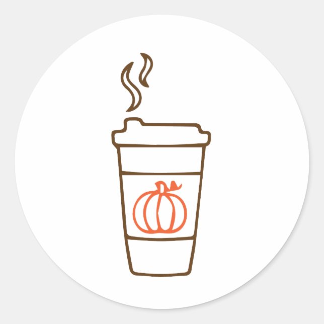 Pumpkin Coffee Cup Classic Round Sticker (Front)