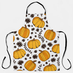 Pumpkin color seamless pattern, hand drawn squash apron