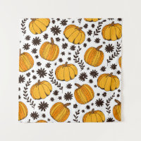 Pumpkin color seamless pattern, hand drawn squash