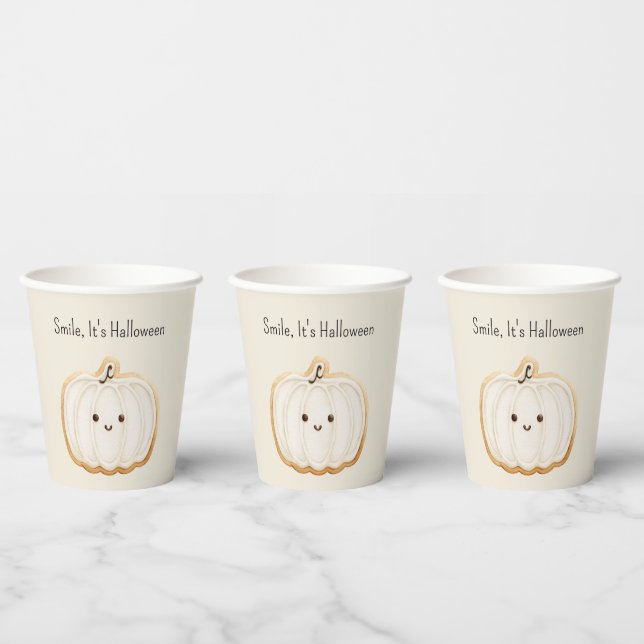 Pumpkin Cookie Smile Halloween Paper Cups (Multi)