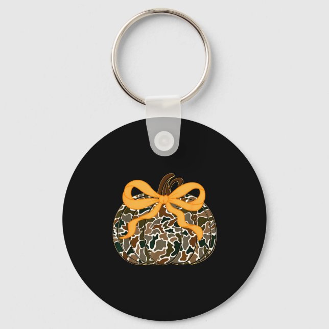 Pumpkin Coquette Bow Thanksgiving Autumn Fall Leav Key Ring (Front)