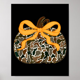 Pumpkin Coquette Bow Thanksgiving Autumn Fall Leav Poster