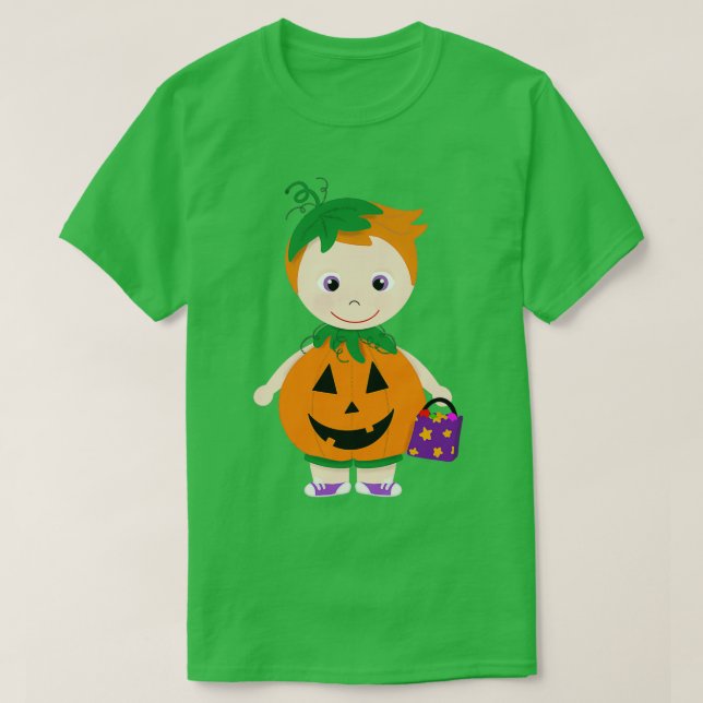 Pumpkin Costume Boy Light Skin Red Hair T-Shirt (Design Front)