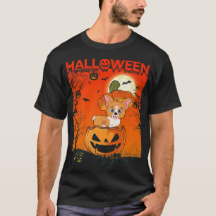 Pumpkin Costume Girls Women Cute Corgi Dog Hallowe T-Shirt