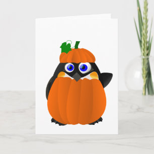 Pumpkin Costume Halloween Penguin Card