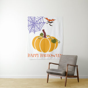 Pumpkin Cosy Halloween Night Cross Design Pattern Tapestry