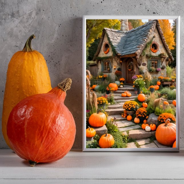 Pumpkin Cottage Autumn Halloween Wall Poster  (Creator Uploaded)