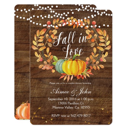 Pumpkin Couples shower invitations card