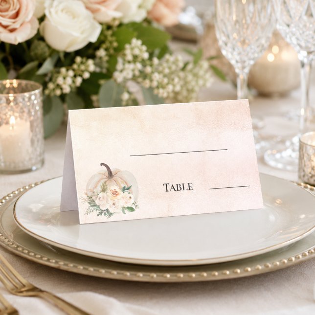 Pumpkin cream fall blush wedding table place card (Creator Uploaded)