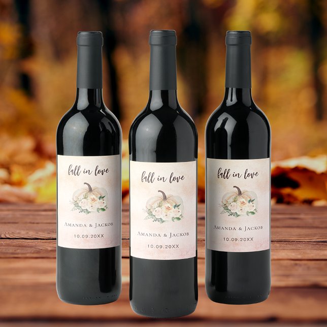 Pumpkin cream flowers fall wedding wine label (Creator Uploaded)