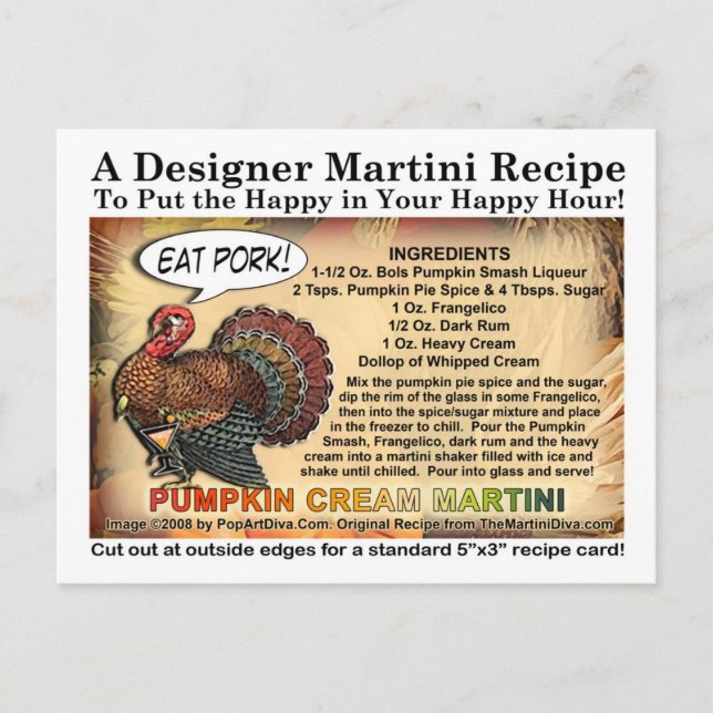Pumpkin Cream Thanksgiving Martini Recipe Postcard (Front)