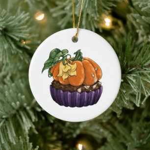 Pumpkin Cupcake Ceramic Tree Decoration