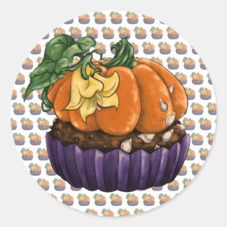 Pumpkin Cupcake Classic Round Sticker