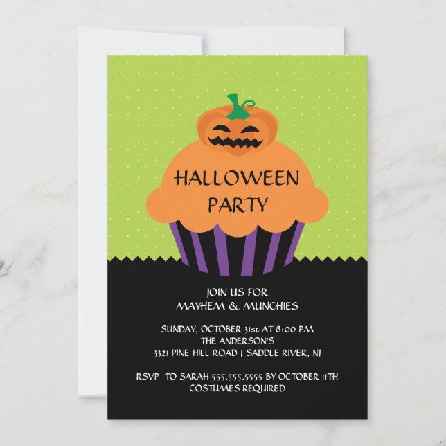 Pumpkin Cupcake Halloween Party Invitation (Front)