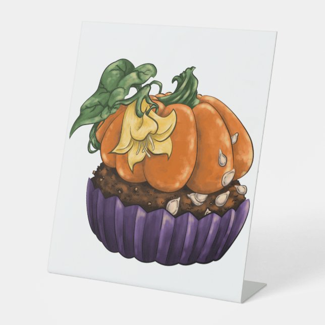Pumpkin Cupcake Pedestal Sign (Front)