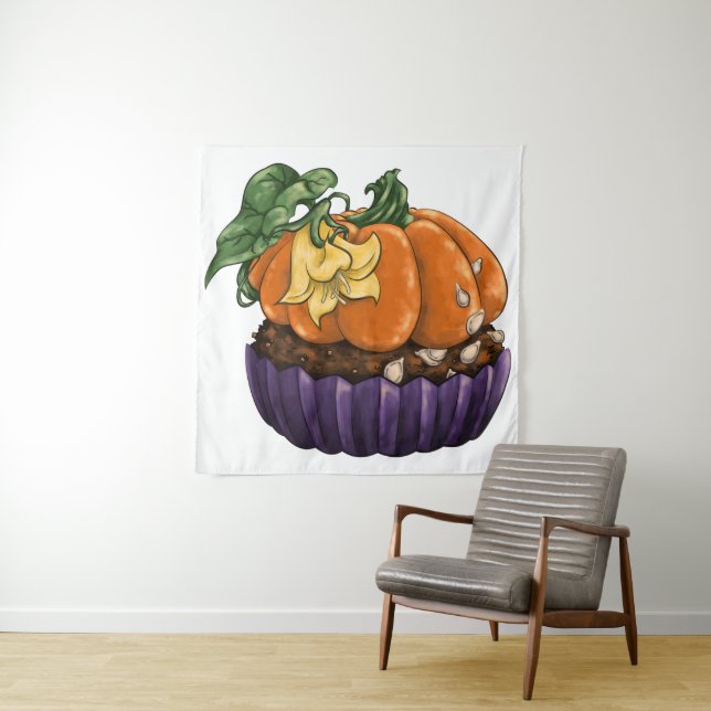 Pumpkin Cupcake Tapestry (In Situ)