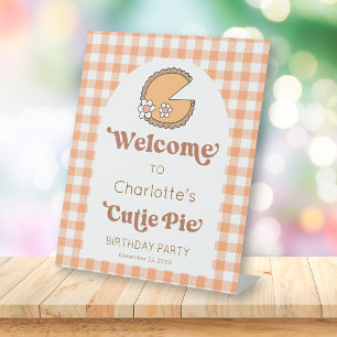 Pumpkin Cutie Pie Birthday Welcome Sign