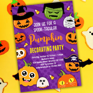 Pumpkin Decorating Party Invitation for Kids