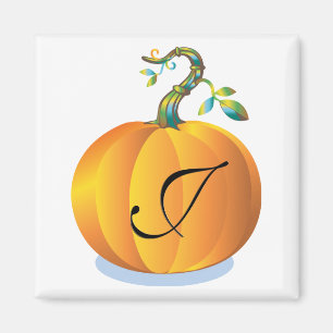 Pumpkin Design Monogram J Magnet