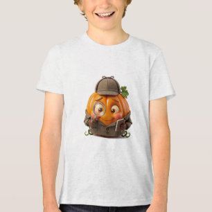 Pumpkin Detective Watercolor Cute Mystery Hallowee Tri-Blend Shirt