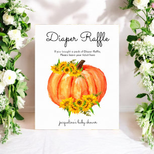 Pumpkin Diaper Raffle Baby Shower  Poster