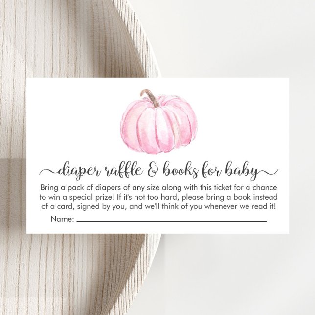 Pumpkin Diaper Raffle Books For Baby Girl Shower Enclosure Card (Creator Uploaded)