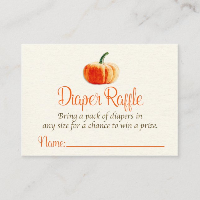 Pumpkin Diaper Raffle Card, Diaper Raffle Card (Front)