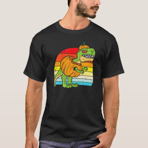 Pumpkin Dinosaur Retro Toddler Boys Halloween Boy T-Shirt