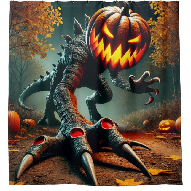Pumpkin Dinosaur Shower Curtain (Front)
