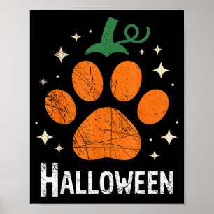 Pumpkin Dog Cat Paw Print Halloween Pet Lover 