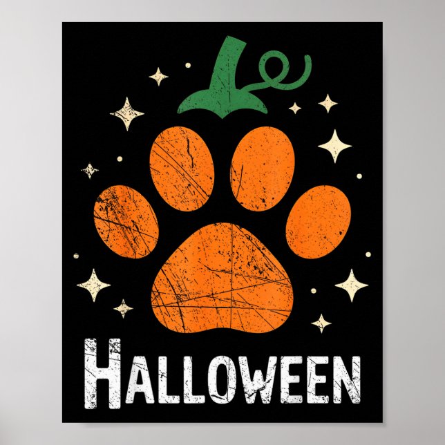 Pumpkin Dog Cat Paw Print Halloween Pet Lover  (Front)