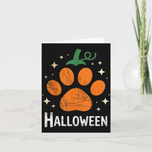 Pumpkin Dog Cat Paw Print Halloween Pet Lover  Card