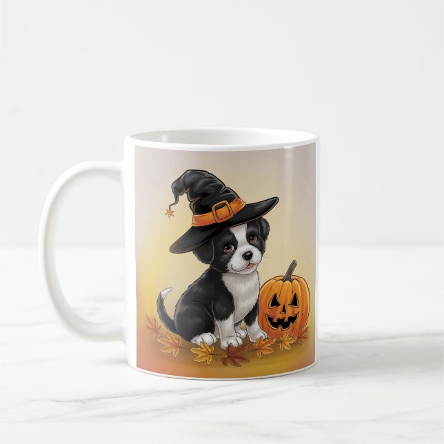 Pumpkin dog Halloween cute design  Coffee Mug (Left)