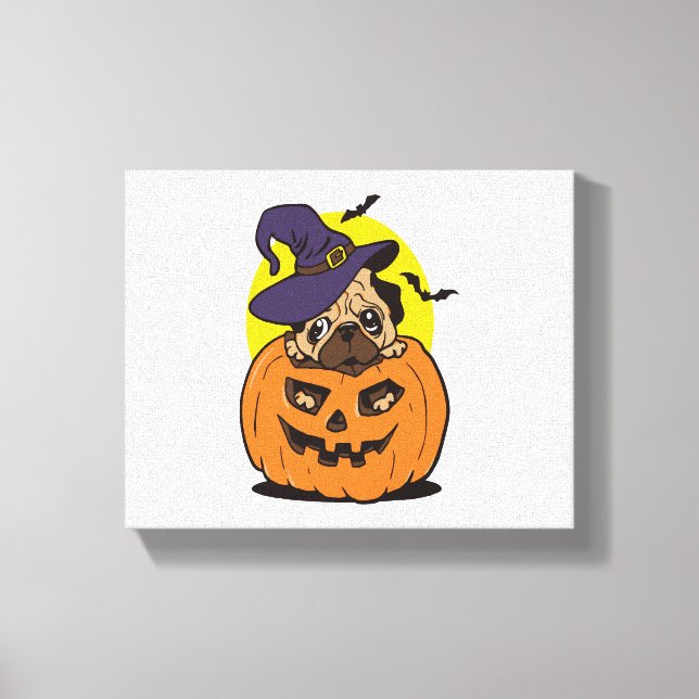 Pumpkin Dog Halloween, Funny Halloween Dog Canvas Print (Front)