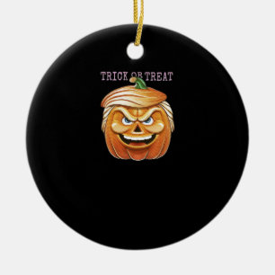 Pumpkin Donald, Funny Halloween Scary Classic Ceramic Tree Decoration