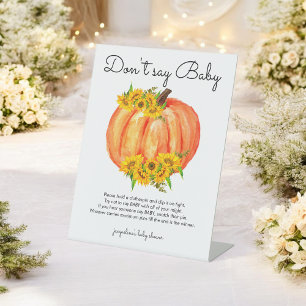Pumpkin Don't Say Baby Game  Pedestal Sign