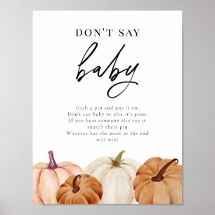 Pumpkin Don't Say Baby Game Sign