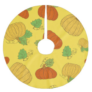 Pumpkin Doodle: Hand Drawn Seamless Brushed Polyester Tree Skirt
