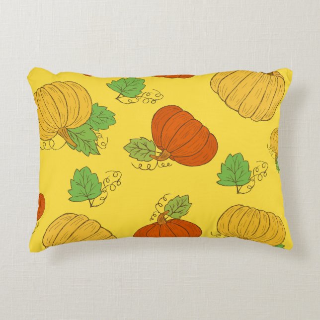 Pumpkin Doodle: Hand Drawn Seamless Decorative Cushion (Front)