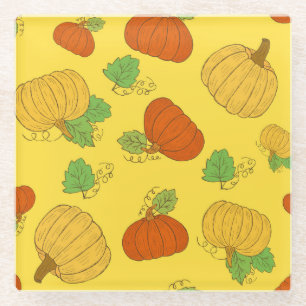 Pumpkin Doodle: Hand Drawn Seamless Glass Coaster