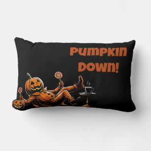 Pumpkin Down – Falling Jack-O’-Lantern Halloween Lumbar Cushion