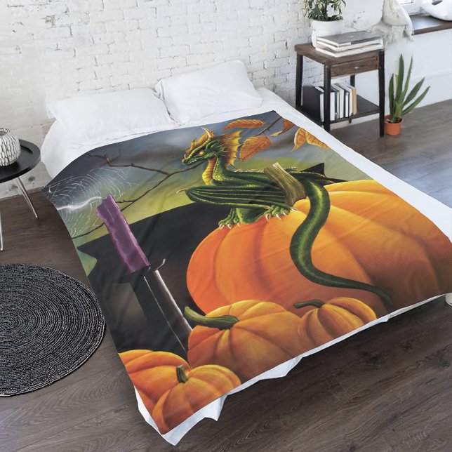 Pumpkin Dragon Cauldron Halloween Fleece Blanket (Creator Uploaded)