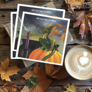 Pumpkin Dragon Cauldron Halloween Napkin
