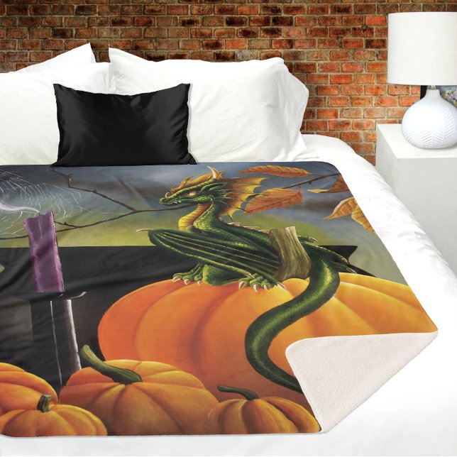 Pumpkin Dragon Cauldron Halloween Sherpa Blanket (Creator Uploaded)