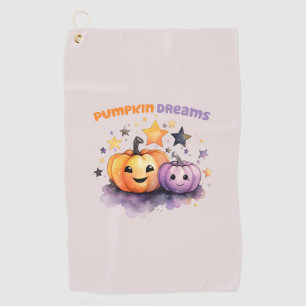 Pumpkin Dreams – Cute Pastel Purple and Orange Golf Towel