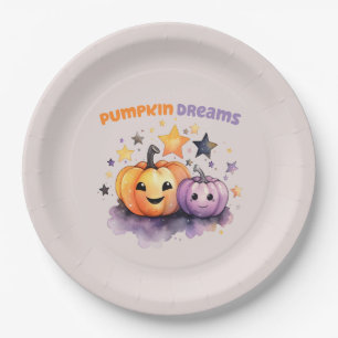 Pumpkin Dreams – Cute Pastel Purple and Orange Paper Plate