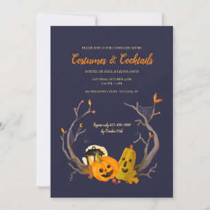 Pumpkin Duo Halloween Party Invitations