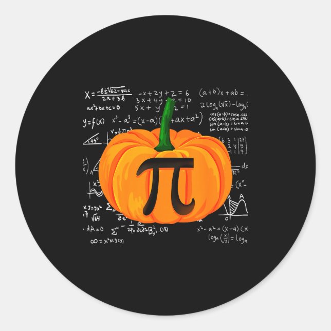 Pumpkin E Math Funny Halloween Thanksgiving Day  Classic Round Sticker (Front)