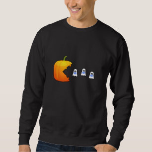 Pumpkin Eats Ghosts Classic Video Game For Hallowe Sweatshirt