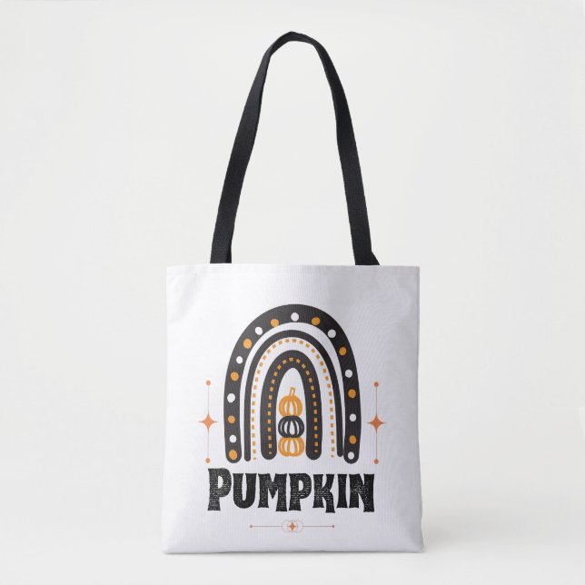 Pumpkin Elegant Black Rainbow  Tote Bag (Front)